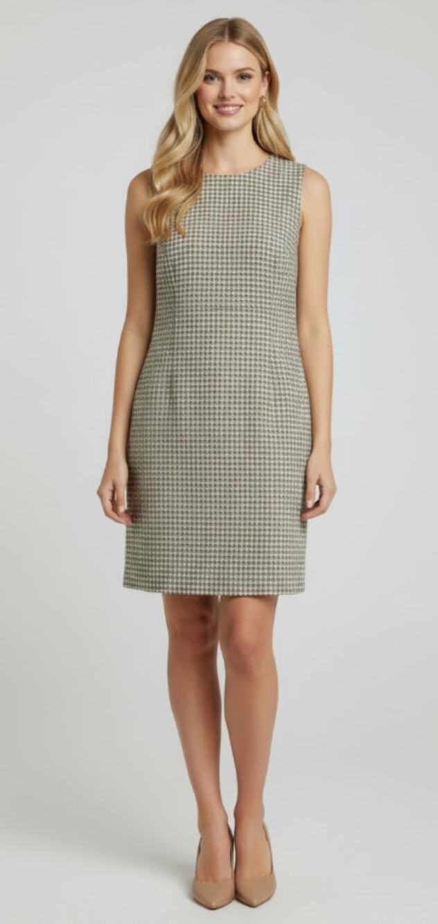 Brooks Brothers Womens Size 16 Sleeveless Sheath Dress Geo Print Gold White NWT